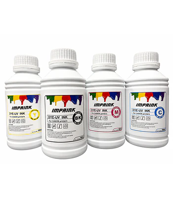Pack 4 colores Tinta Imprink Dye Uv Para Todas Impresoras Canon 500ml