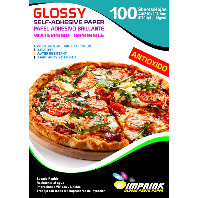 ÚLTIMAS UNIDADES!! Papel Adhesivo Fotografico Brillante Antioxido A4/115g/100 Hojas