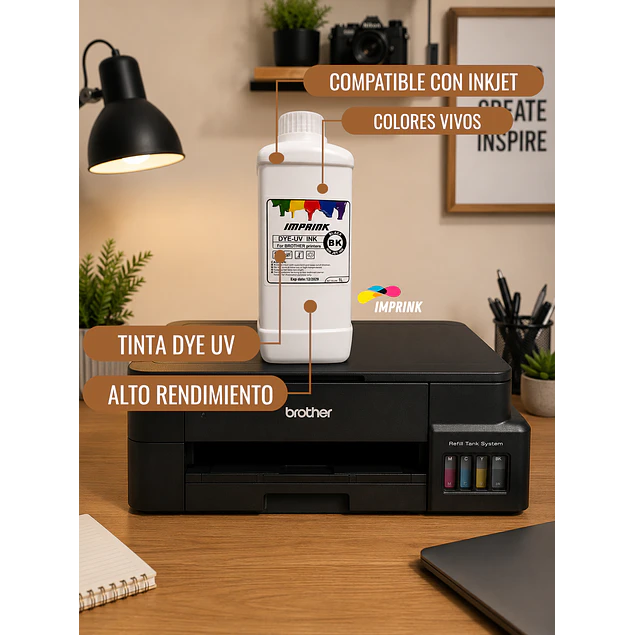 Tinta Dye Uv NEGRA Para Impresoras BROTHER Valor X Litro