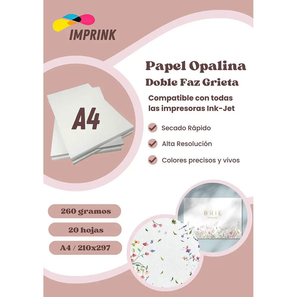 SEGUNDA SELECCIÓN! Opalina Texturizada Grieta A4 20 Hojas 260gr Imprink (14)