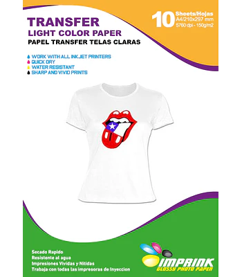 SEGUNDA SELECCIÓN! Papel Transfer Premium Poleras Claras 10 Hojas tamaño  A4 (11)