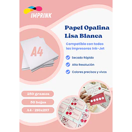 SEGUNDA SELECCIÓN! Resma Opalina Lisa Blanca A4 250 Gramos (20)