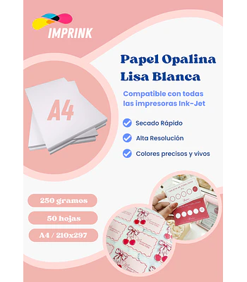 SEGUNDA SELECCIÓN! Resma Opalina Lisa Blanca A4 250 Gramos (20)