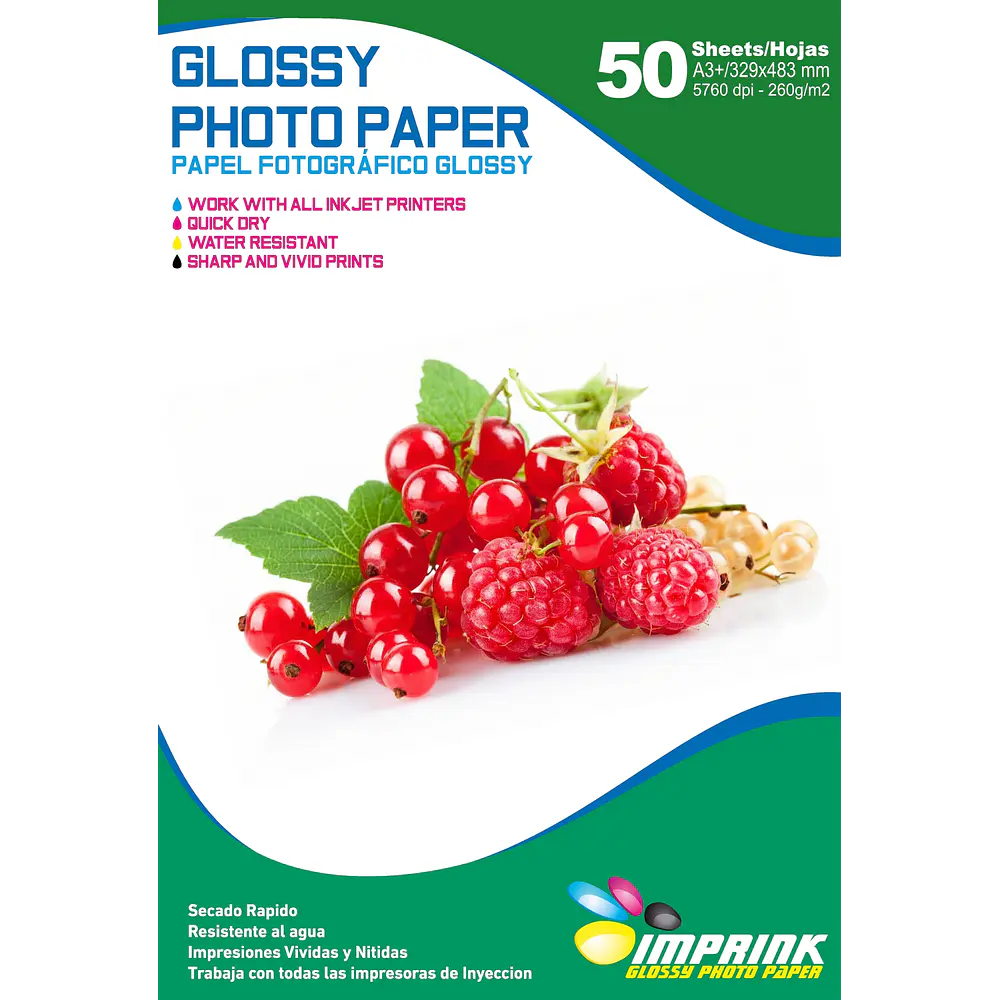 SEGUNDA SELECCIÓN! Papel Fotografico Glossy Brillante A3+ De 260gr/50 Hojas