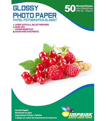 SEGUNDA SELECCIÓN! Papel Fotografico Glossy Brillante A3+ De 260gr/50 Hojas