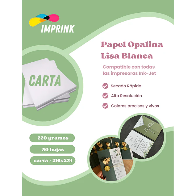 Papel Alta Resolución Doble Faz Matte Carta / 220g / 50 Hojas
