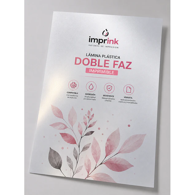 Lamina plastica Doble Faz Plateada IMPRIMIBLE A4/20 hojas
