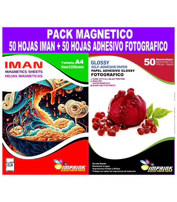 Pack 50 hojas Iman 0,35mic + 50 hojas Papel adhesivo Antioxido Fotografico 135g 