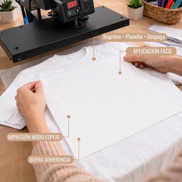 Papel Transfer Premium Poleras Claras 10 Hojas tamaño  A4 