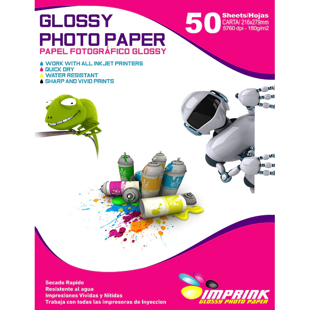 ¡¡ÚLTIMA UNIDAD!! Papel fotográfico glossy Carta 180 gr / 50 hojas 