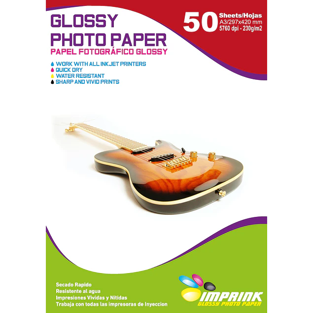SEGUNDA SELECCIÓN! Papel Fotografico Glossy Brillante A3 De 230gr/50 Hojas (83)
