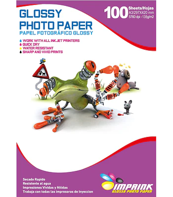 SEGUNDA SELECCIÓN! Papel Fotografico Glossy Brillante A3 De 135gr/100 Hojas (84)