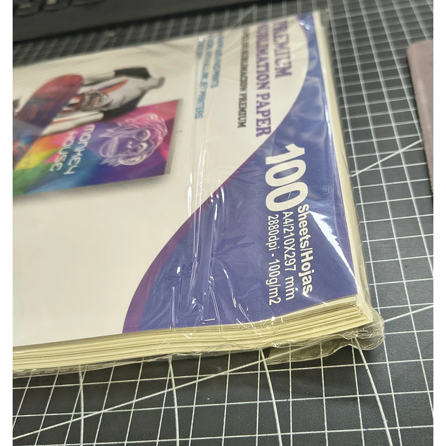 ¡SEGUNDA SELECCIÓN! Papel Para Sublimación Premium (reverso amarillo) A4  Resma De 100 Hojas  SECADO INSTANTANEO