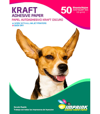 ¡ÚLTIMAS UNIDADES! Papel Adhesivo Kraft Oscuro Imprimible A4/120g Resmas De 50 Hojas