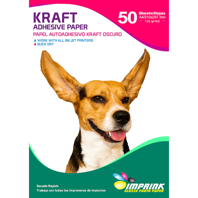 ¡ÚLTIMAS UNIDADES! Papel Adhesivo Kraft Oscuro Imprimible A4/120g Resmas De 50 Hojas