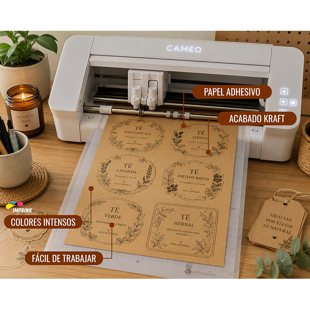 ¡ÚLTIMAS UNIDADES! Papel Adhesivo Kraft Oscuro Imprimible A4/120g Resmas De 50 Hojas
