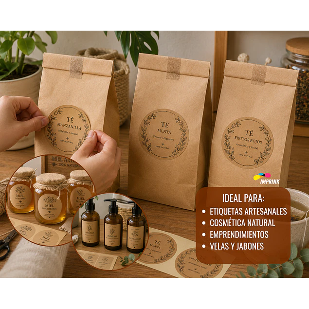 ¡ÚLTIMAS UNIDADES! Papel Adhesivo Kraft Oscuro Imprimible A4/120g Resmas De 50 Hojas