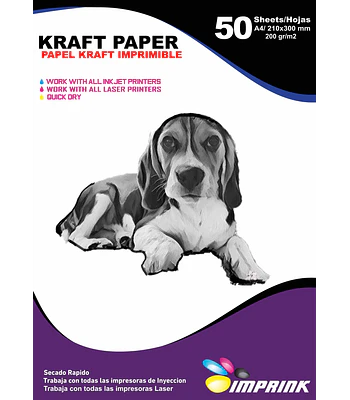 ¡ÚLTIMA UNIDAD! Papel Kraft 200grs Ecologico Imprimible Tamaño A4/100hojas