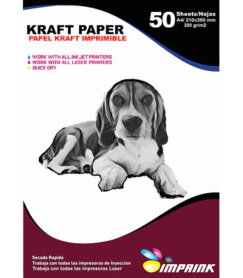 ¡ÚLTIMAS UNIDADES! Papel Kraft Imprimible A4 / 300 g 50 Hojas