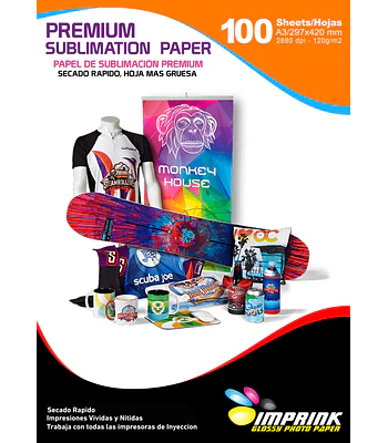 ¡SEGUNDA SELECCIÓN! Papel Para Sublimacion Premium  MAS GRUESO A3 / 120g Resma  De 100 Hojas  Secado Rápido