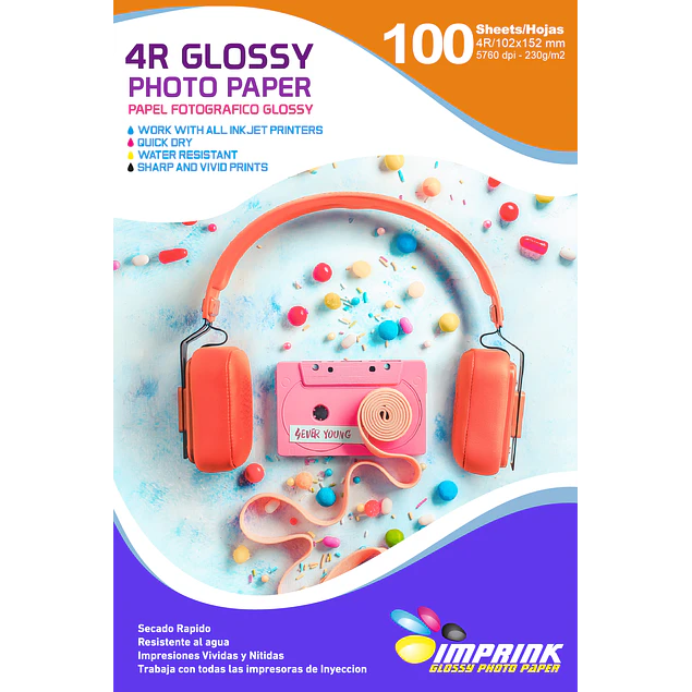 ¡ÚLTIMAS UNIDADES! Papel Fotografico Glossy 10x15 4R (102x152 mm) similar A6 230g / 100 Hojas