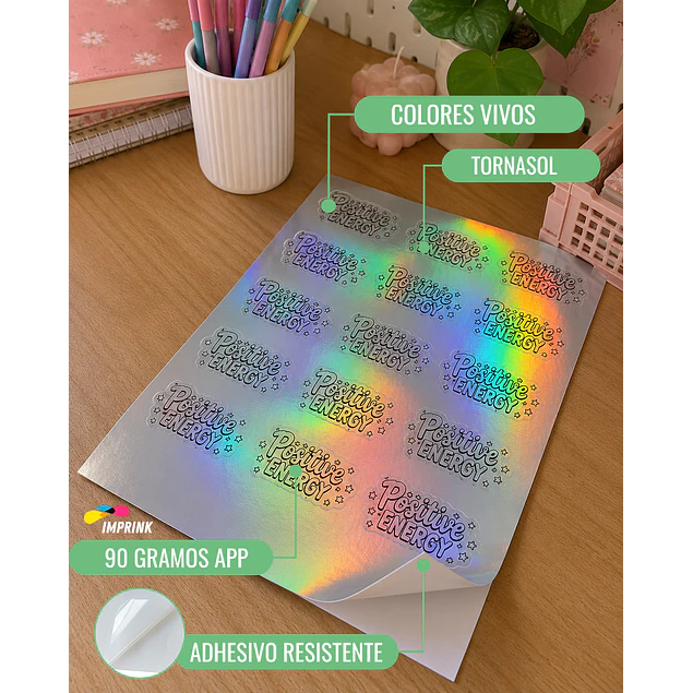 Vinilo Adhesivo Tornasol Holografico Imprimible A4/20hojas