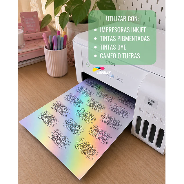 Vinilo Adhesivo Tornasol Holografico Imprimible A4/20hojas