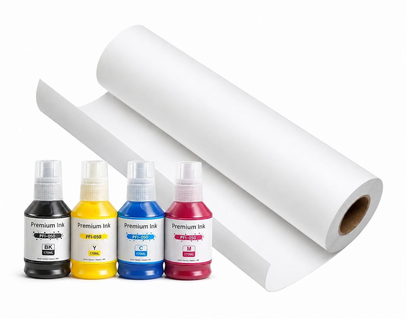 Pack Tintas Pfi-050 + Papel Fotográfico Matte 200 gramos 61cm X 30metros Para Canon Tc20 Tc21