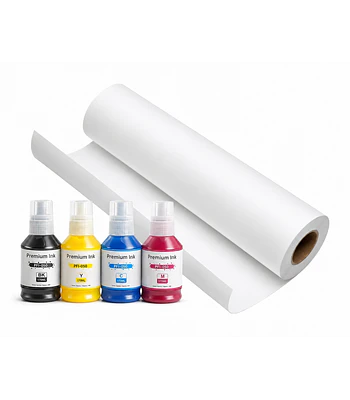 Pack Tintas Pfi-050 + Papel Fotográfico Matte 200 gramos 61cm X 30metros Para Canon Tc20 Tc21