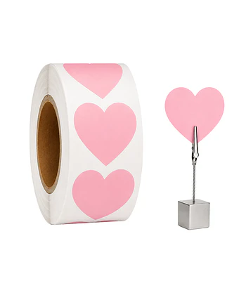 Etiquetas de papel Corazon rosado Autoadhesivas Térmicas 50x50mm 500 Unidades