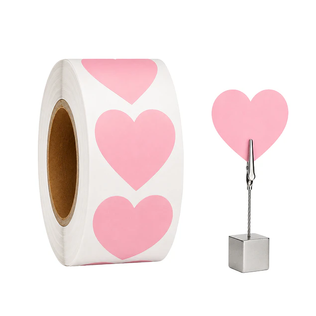Etiquetas de papel Corazon rosado Autoadhesivas Térmicas 50x50mm 500 Unidades