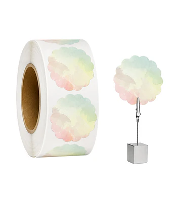 Etiquetas Vinilo Nube tye dye verde agua Autoadhesivas Térmicas 50x50mm 400 Unidades