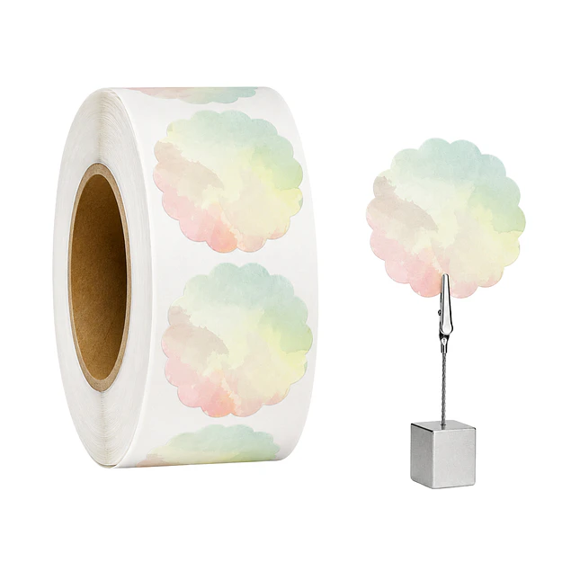 Etiquetas Vinilo Nube tye dye verde agua Autoadhesivas Térmicas 50x50mm 400 Unidades