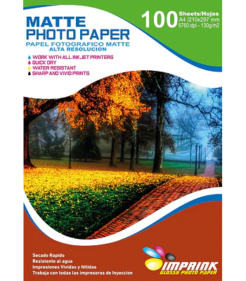 ¡¡ÚLTIMAS UNIDADES!! Papel Fotográfico Matte Alta resolución A4 De 130gr/100 Hojas