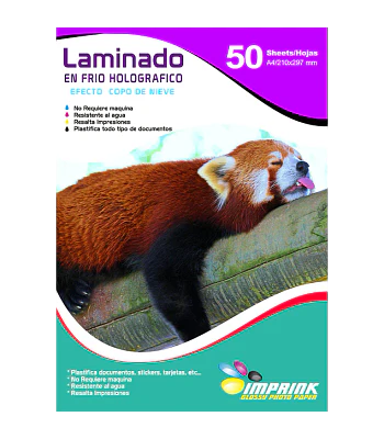 SEGUNDA SELECCION! Laminado en Frio Transparente Holografico Efecto copo de nieve A4/50 Hojas