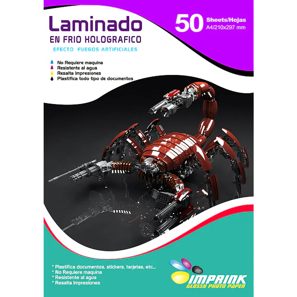 SEGUNDA SELECCION! Laminado en Frio Transparente Holografico Efecto Fuegos artificiales A4/50 Hojas