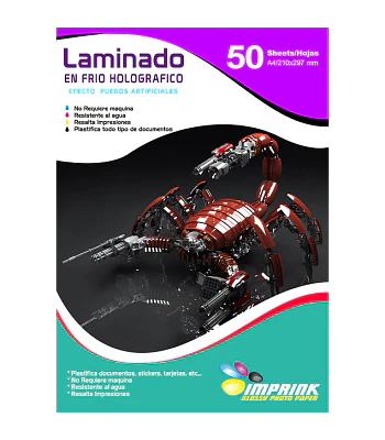 SEGUNDA SELECCION! Laminado en Frio Transparente Holografico Efecto Fuegos artificiales A4/50 Hojas