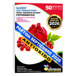 Papel Adhesivo Fotografico Brillante Antioxido A4/ 135 g /50 Hojas