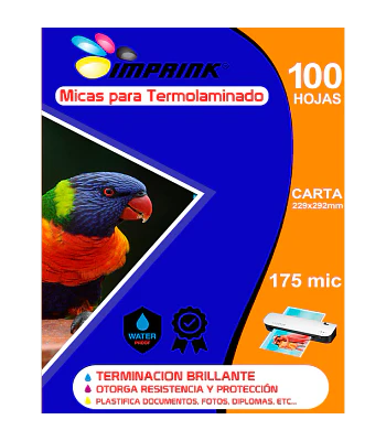 SEGUNDA SELECCIÓN! 100 Micas Para Termolaminadora tamaño Carta 175 MICRONES para Laminado (E)