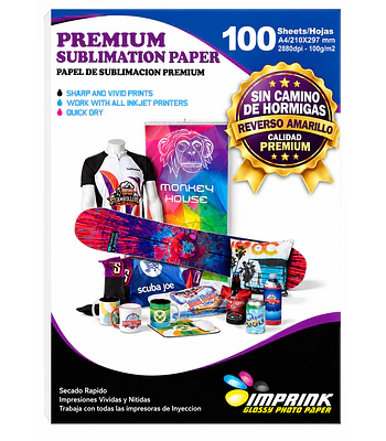 OFERTA!!! Papel Para Sublimación Premium (reverso amarillo) A4  Resma De 100 Hojas  SECADO INSTANTANEO