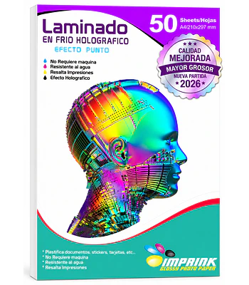 Laminado en Frio Transparente Efecto Punto (Glitter) A4/50 hojas