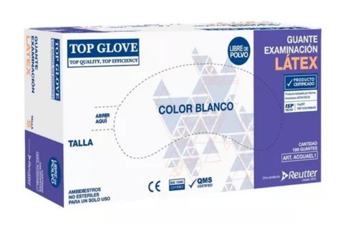 Guante de Examinación de Látex Top Glove Sin Polvo