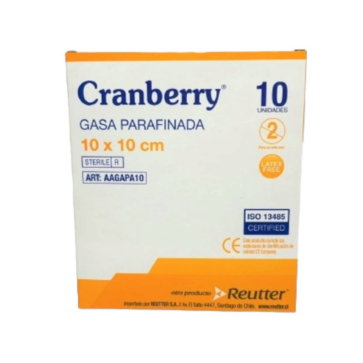 Caja de Gasa Parafinada 10x10 Cranberry (Caja 10 Unidades)