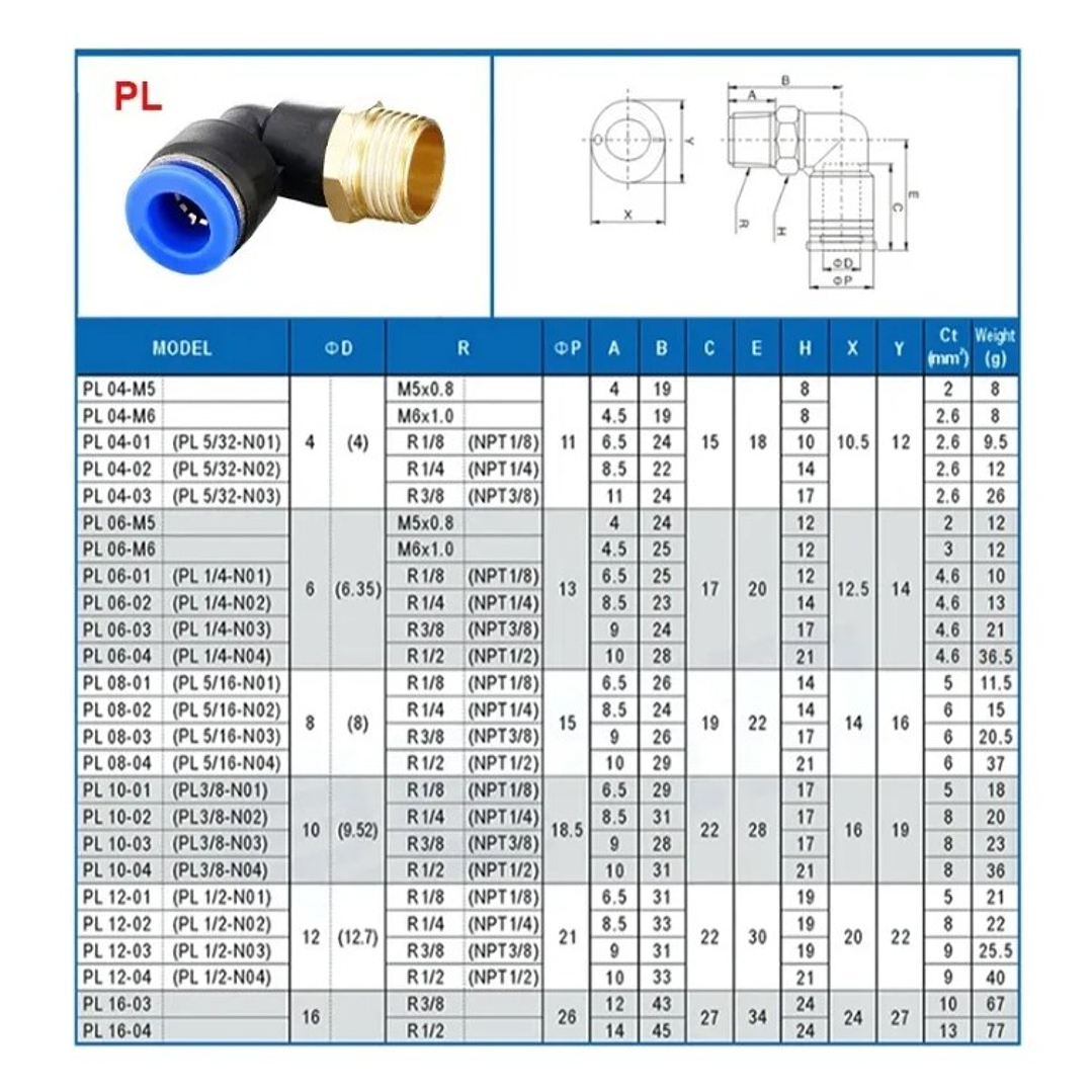 Conector Codo 1/4 X 16mm 3