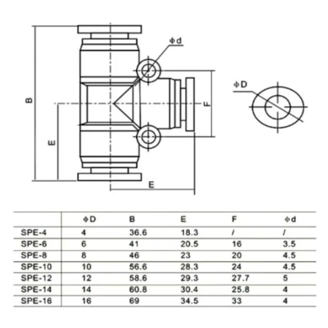Conector Tee 16mm 2