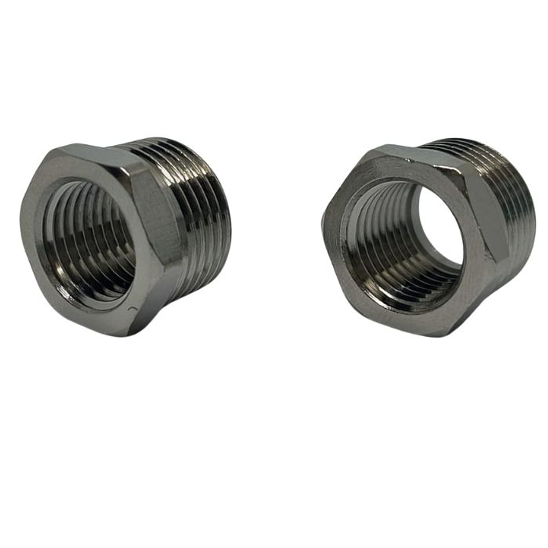 Bushing Reductor Latón Niquelado He 3/8 X Hi 1/4 Pack 2 Unidades 1
