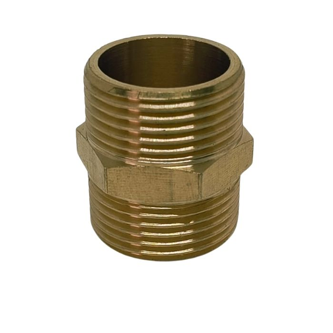 Niple Tuerca Conector Bronce 3/8 Pulgada Hilo He/he 2