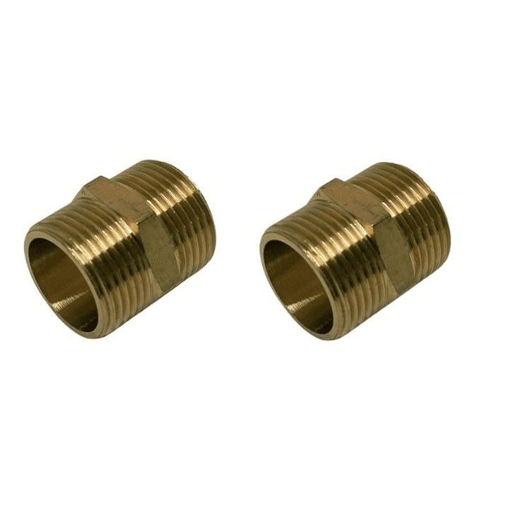 Niple Tuerca Conector Bronce 3/8 Pulgada Hilo He/he Pack 2 Unidades 1