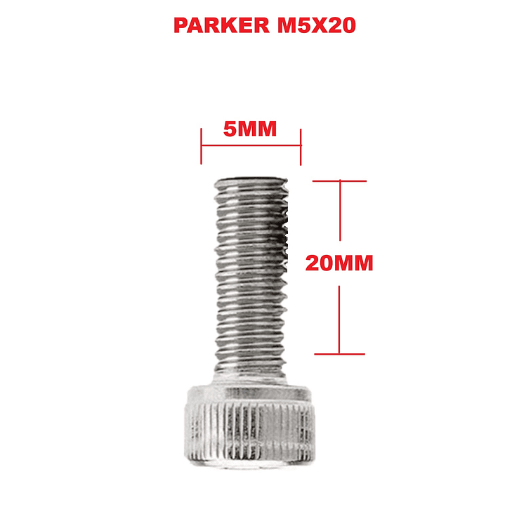 Perno Parker M5 X 20mm Acero Inoxidable, Pack 5 Unidades 2