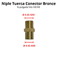 Niple Tuerca Conector Bronce 1/8 Pulgada Hilo He/he - Miniatura 3